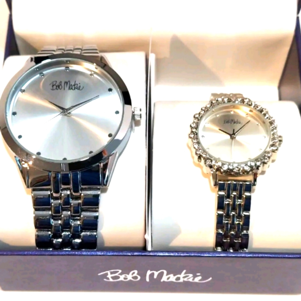 A pair of His & Hers matching Bob Mackie Boutique wrist Watches